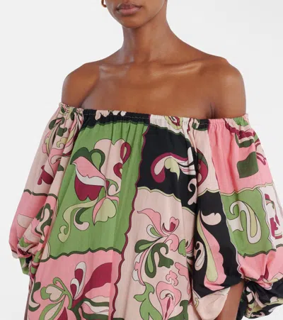 Adriana Degreas Printed Off-shoulder Cotton Maxi Dress In Multi