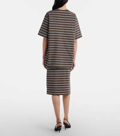Rotate Birger Christensen Striped Oversized Cotton Jersey T-shirt In Brown