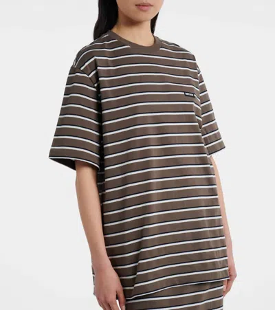 Rotate Birger Christensen Striped Oversized Cotton Jersey T-shirt In Brown