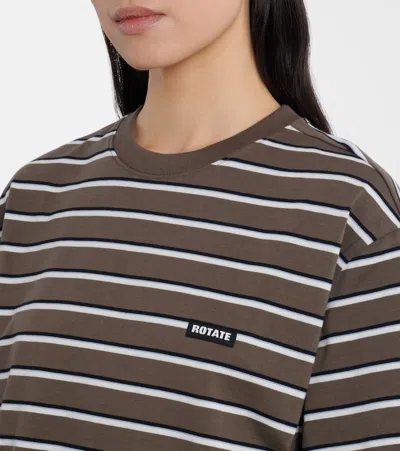 Rotate Birger Christensen Striped Oversized Cotton Jersey T-shirt In Brown