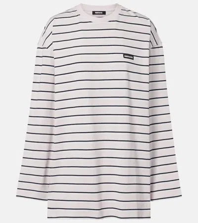 Rotate Birger Christensen Striped Oversized Cotton Jersey T-shirt In Neutral