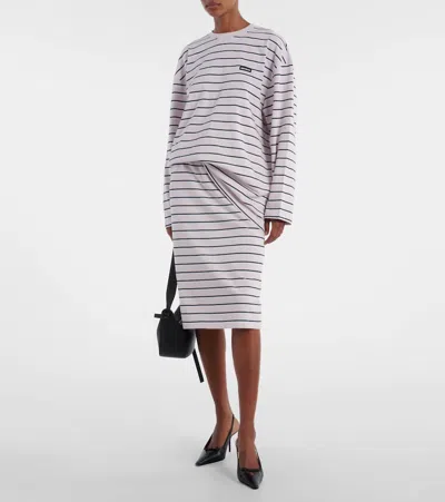 Rotate Birger Christensen Striped Oversized Cotton Jersey T-shirt In Neutral