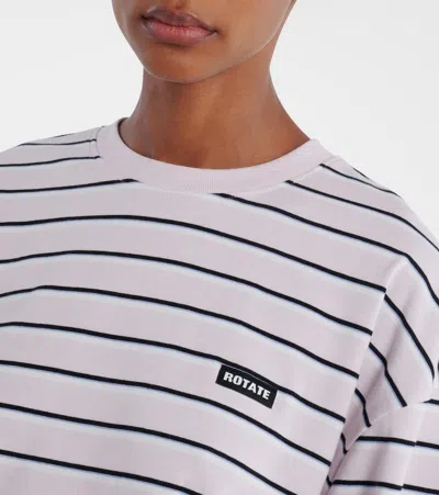 Rotate Birger Christensen Striped Oversized Cotton Jersey T-shirt In Neutral