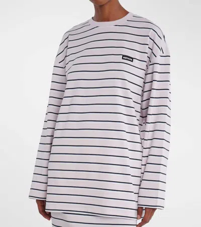 Rotate Birger Christensen Striped Oversized Cotton Jersey T-shirt In Neutral