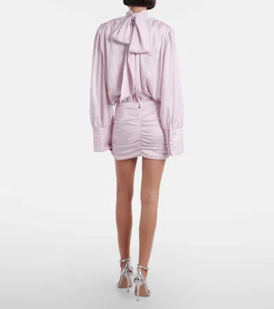 Rotate Birger Christensen Floral Scarf-detail Minidress In Pink