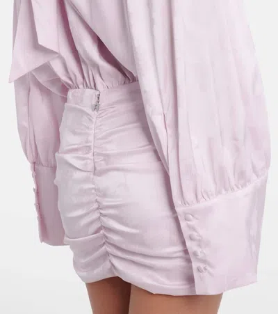 Rotate Birger Christensen Floral Scarf-detail Minidress In Pink