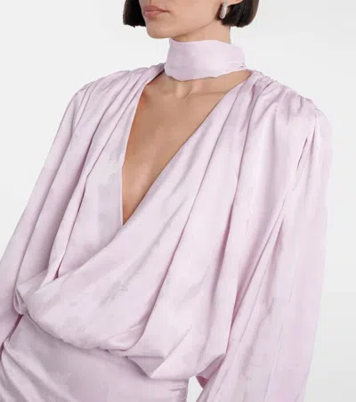 Rotate Birger Christensen Floral Scarf-detail Minidress In Pink