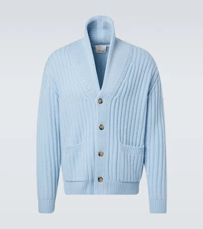 Allude Ribbed-knit Wool And Cashmere Cardigan In Blue