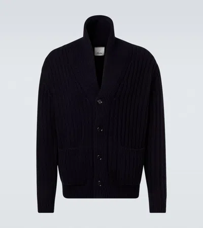 Allude Ribbed-knit Wool And Cashmere Cardigan In Blue