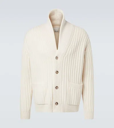 Allude Ribbed-knit Wool And Cashmere Cardigan In Neutral