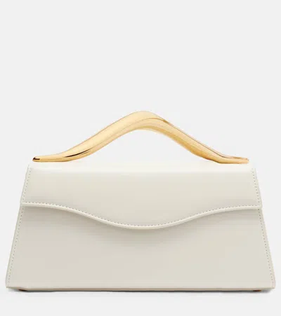 Elie Saab Petit Wave Leather Top-handle Bag In White