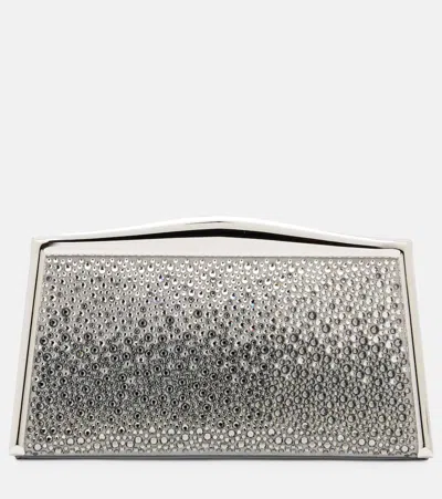 Elie Saab Jolie Suede Clutch With Swarovski Crystals In Silver
