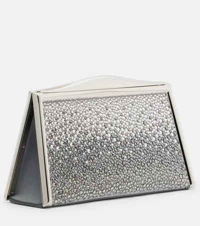 Elie Saab Jolie Suede Clutch With Swarovski Crystals In Silver