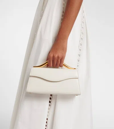 Elie Saab Petit Wave Leather Top-handle Bag In White