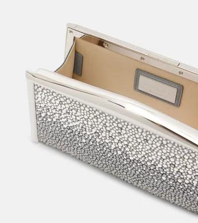 Elie Saab Jolie Suede Clutch With Swarovski Crystals In Silver