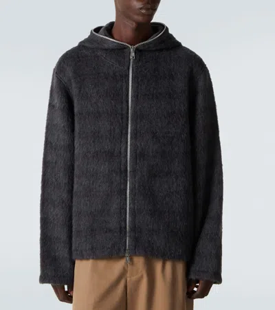 Our Legacy Checked Brushed Wool-blend Zip-up Hoodie In Animal Print