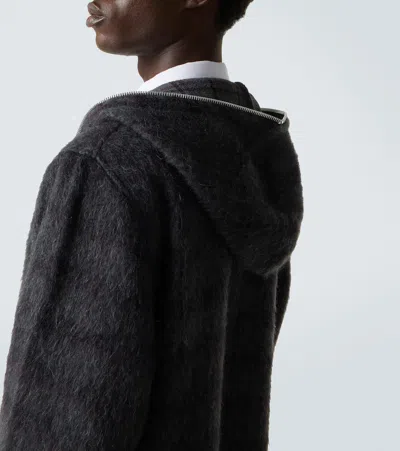 Our Legacy Checked Brushed Wool-blend Zip-up Hoodie In Animal Print