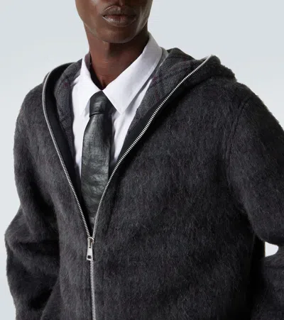 Our Legacy Checked Brushed Wool-blend Zip-up Hoodie In Animal Print