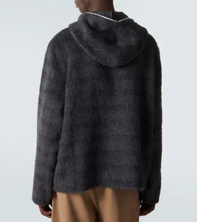 Our Legacy Checked Brushed Wool-blend Zip-up Hoodie In Animal Print