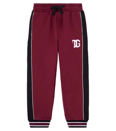 Dolce & Gabbana Cotton Jersey Sweatpants In Burgundy
