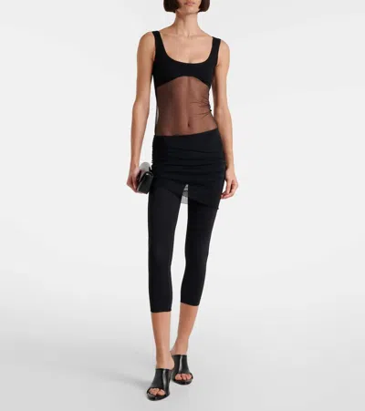 Nensi Dojaka Cropped Tulle-trimmed Leggings In Black