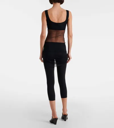Nensi Dojaka Cropped Tulle-trimmed Leggings In Black