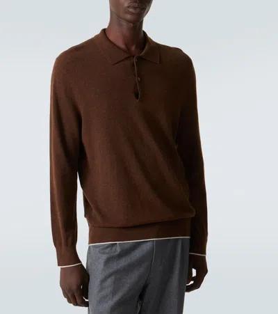 Arch4 Cashmere Polo Sweater In Brown