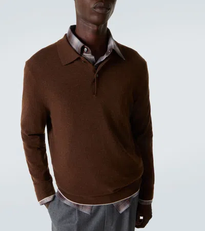 Arch4 Cashmere Polo Sweater In Brown