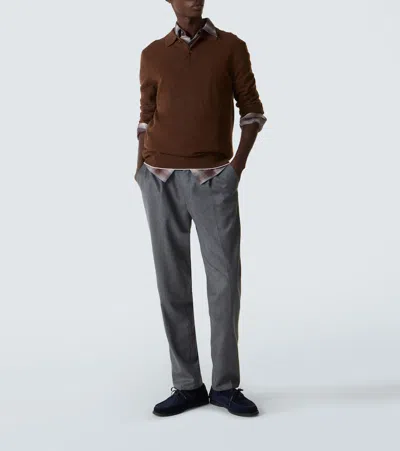 Arch4 Cashmere Polo Sweater In Brown