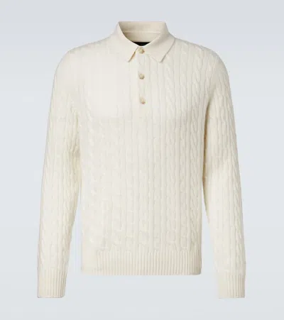 Arch4 Cable-knit Cashmere Polo Sweater In Neutral