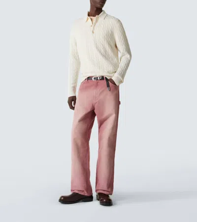 Arch4 Cable-knit Cashmere Polo Sweater In Neutral