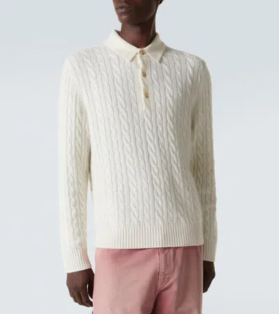 Arch4 Cable-knit Cashmere Polo Sweater In Neutral