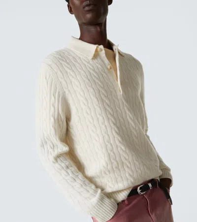 Arch4 Cable-knit Cashmere Polo Sweater In Neutral