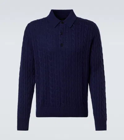 Arch4 Cable-knit Cashmere Polo Sweater In Blue