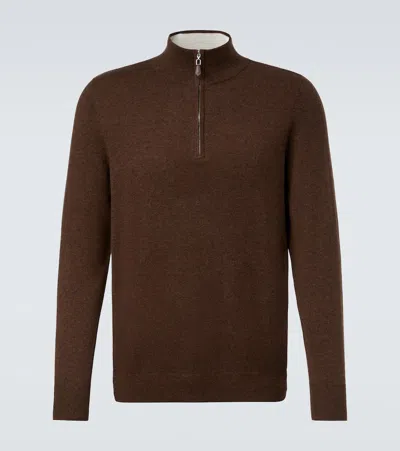 Arch4 Mr Fenchurch Cashmere Half-zip Sweater In Brown