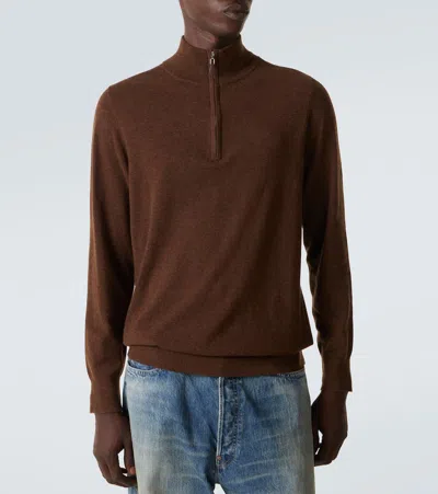 Arch4 Mr Fenchurch Cashmere Half-zip Sweater In Brown