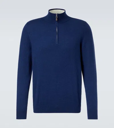 Arch4 Mr Fenchurch Cashmere Half-zip Sweater In Blue