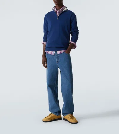 Arch4 Mr Fenchurch Cashmere Half-zip Sweater In Blue