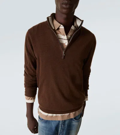 Arch4 Mr Fenchurch Cashmere Half-zip Sweater In Brown