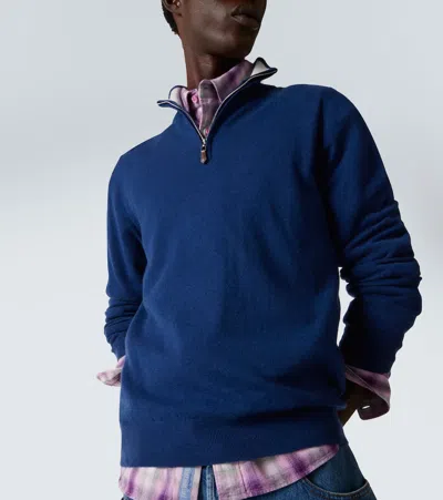 Arch4 Mr Fenchurch Cashmere Half-zip Sweater In Blue