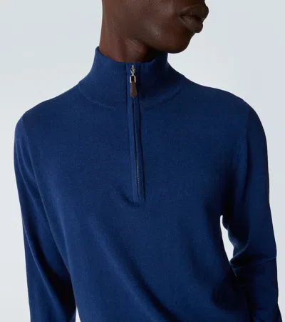 Arch4 Mr Fenchurch Cashmere Half-zip Sweater In Blue