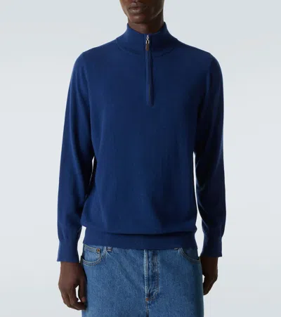 Arch4 Mr Fenchurch Cashmere Half-zip Sweater In Blue