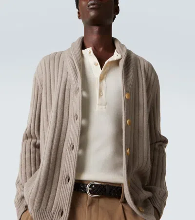 Arch4 Mr Denver Ribbed-knit Cashmere Cardigan In Brown