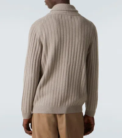 Arch4 Mr Denver Ribbed-knit Cashmere Cardigan In Brown