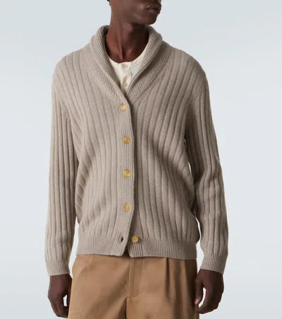 Arch4 Mr Denver Ribbed-knit Cashmere Cardigan In Brown