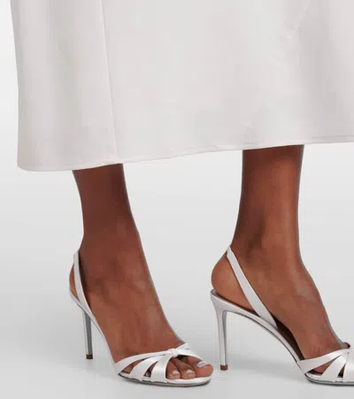 Aquazzura Tati 85 Satin Slingback Sandals In Animal Print