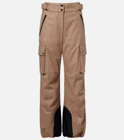 Brunello Cucinelli Virgin Wool Flannel Cargo Pants In Sand