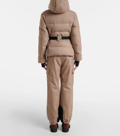 Brunello Cucinelli Virgin Wool Flannel Cargo Pants In Sand