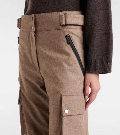 Brunello Cucinelli Virgin Wool Flannel Cargo Pants In Sand