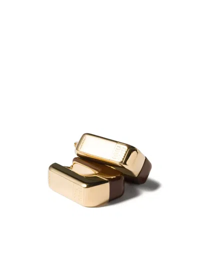 Miu Miu Colourblock Earrings In Brown